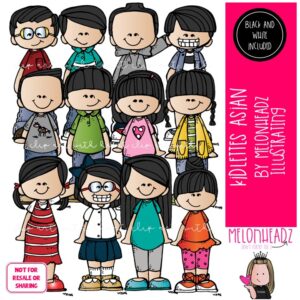 Kidlettes clip art, Asian kids clip art COMBO PACK