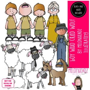 Boy who cried wolf clip art, literature, book companion COMBO PACK