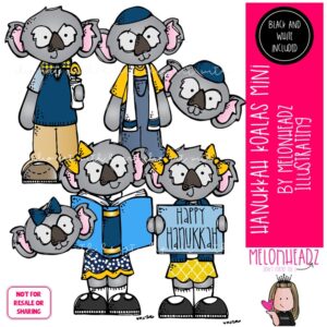 Hanukkah Koalas clip art, Jewish clip art Mini