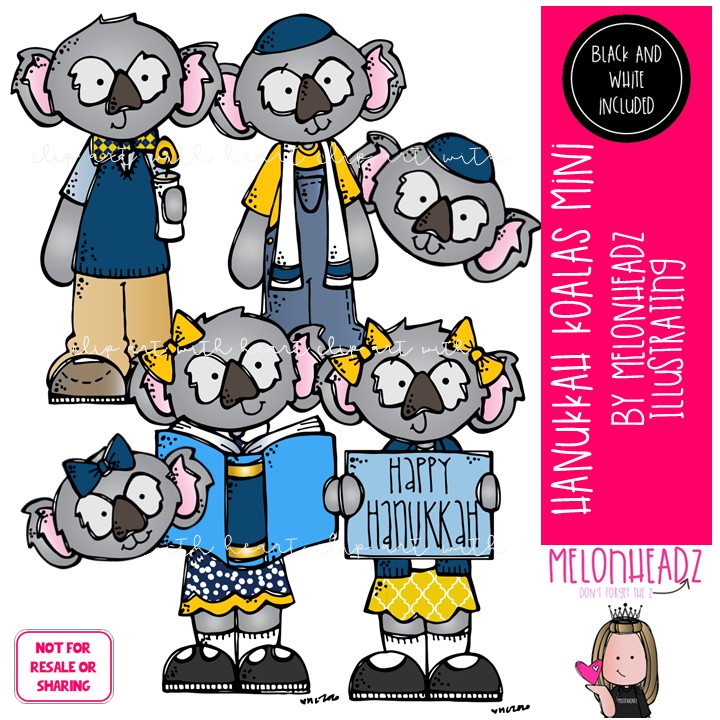 Hanukkah Koalas clip art, Jewish clip art Mini