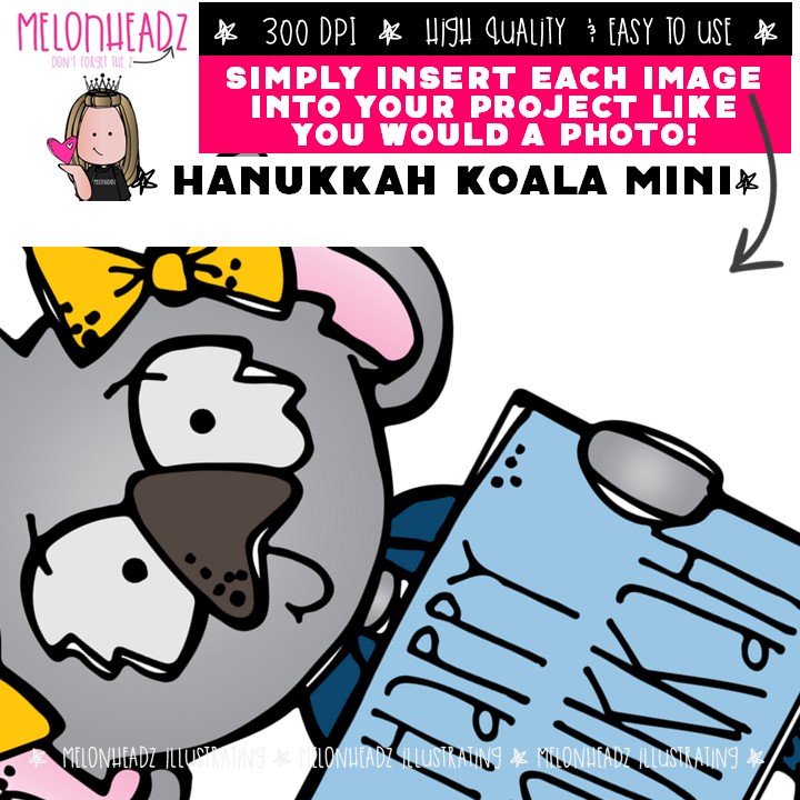 Hanukkah Koalas clip art, Jewish clip art Mini - Image 3