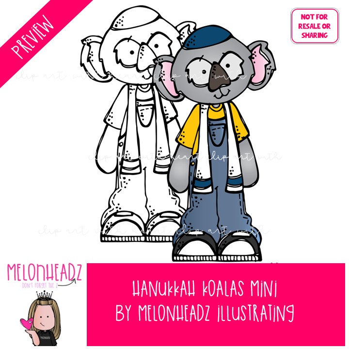 Hanukkah Koalas clip art, Jewish clip art Mini - Image 2