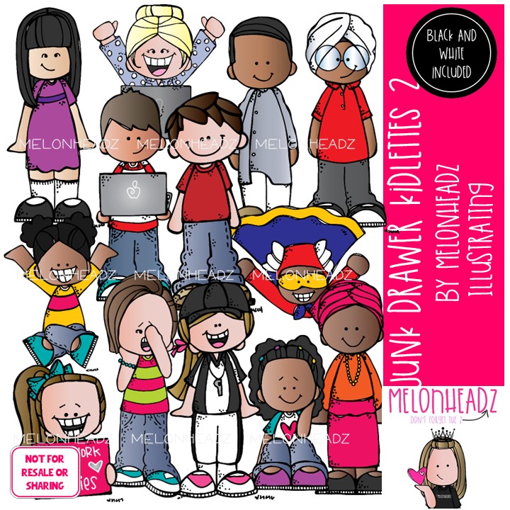 Junk Drawer clip art, Kidlettes 2, kids COMBO PACK