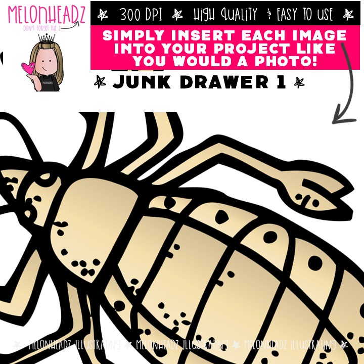Junk Drawer 1 clip art, lice, judge COLORED Version - Image 3