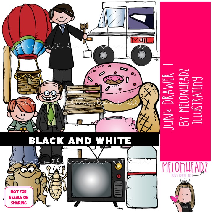 Junk Drawer 1 clip art, lice, judge BLACK AND WHITE