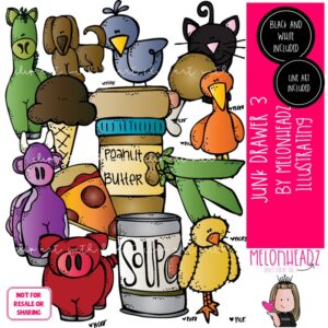 Junk Drawer 3 clip art, animals, pizza COMBO PACK