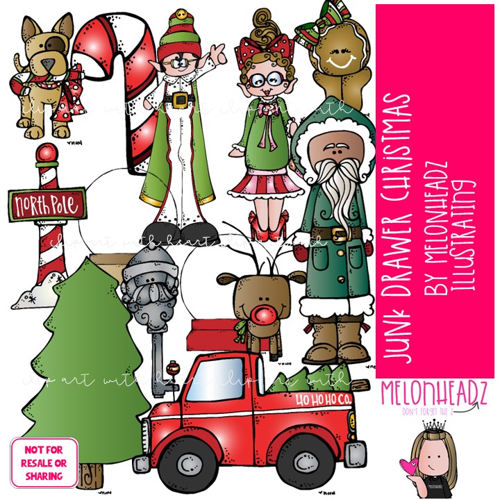 Junk Drawer clip art, Christmas clip art COLORED Version