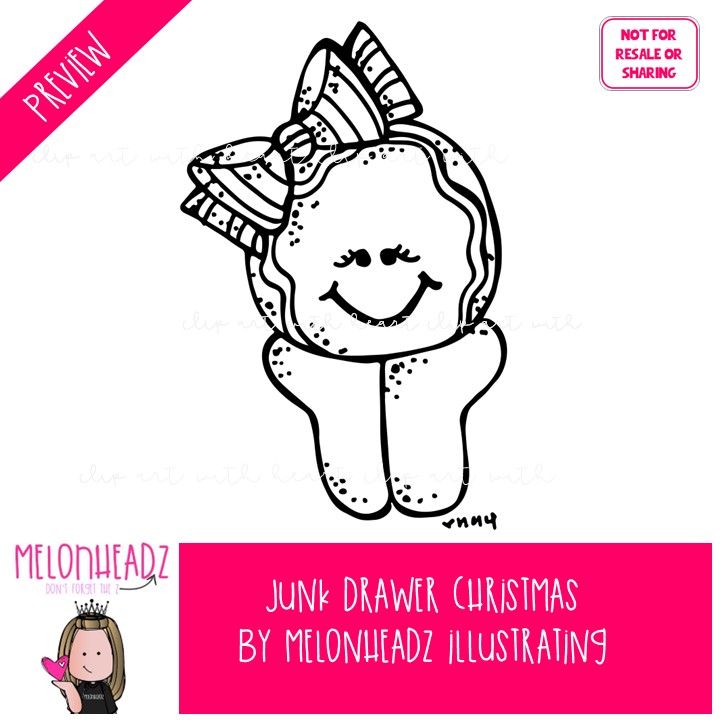 Junk Drawer clip art, Christmas clip art BLACK AND WHITE - Image 2