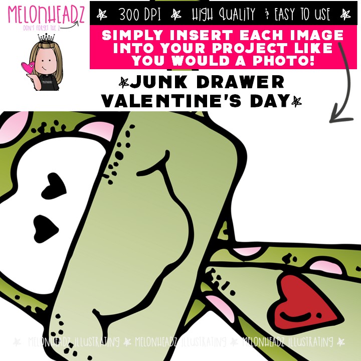 Valentine's Day clip art, junk drawer clip art COLORED Version - Image 3