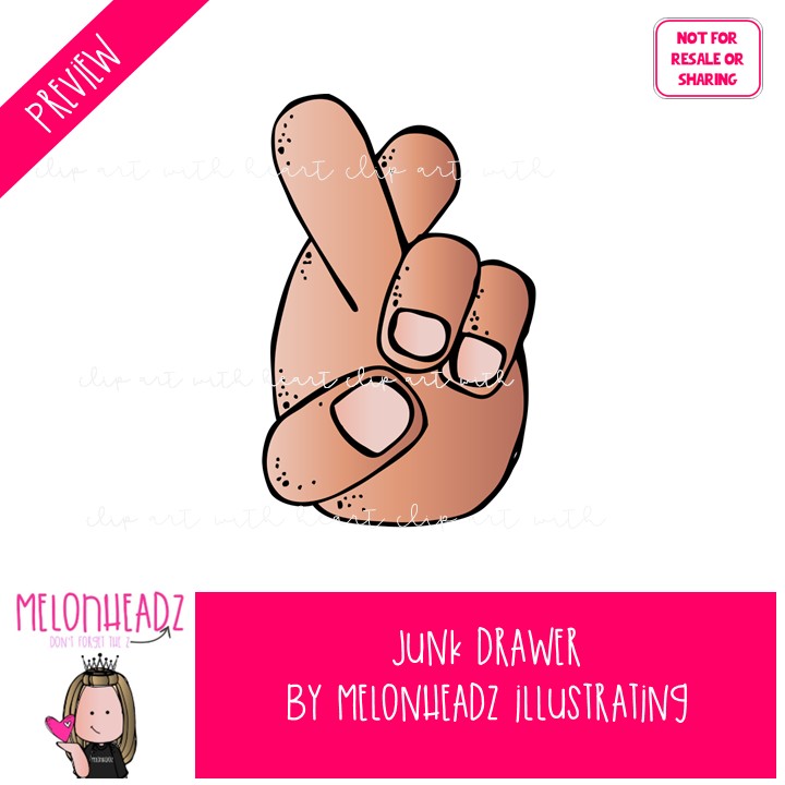 Junk Drawer clip art, bowling, fingers crossed COLORED Version - Image 2