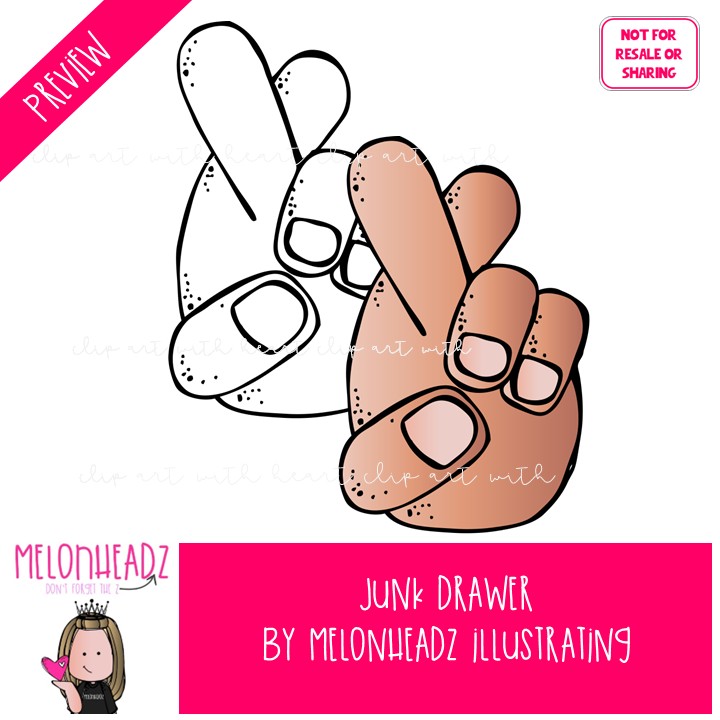 Junk Drawer clip art, bowling, fingers crossed COMBO PACK - Image 2