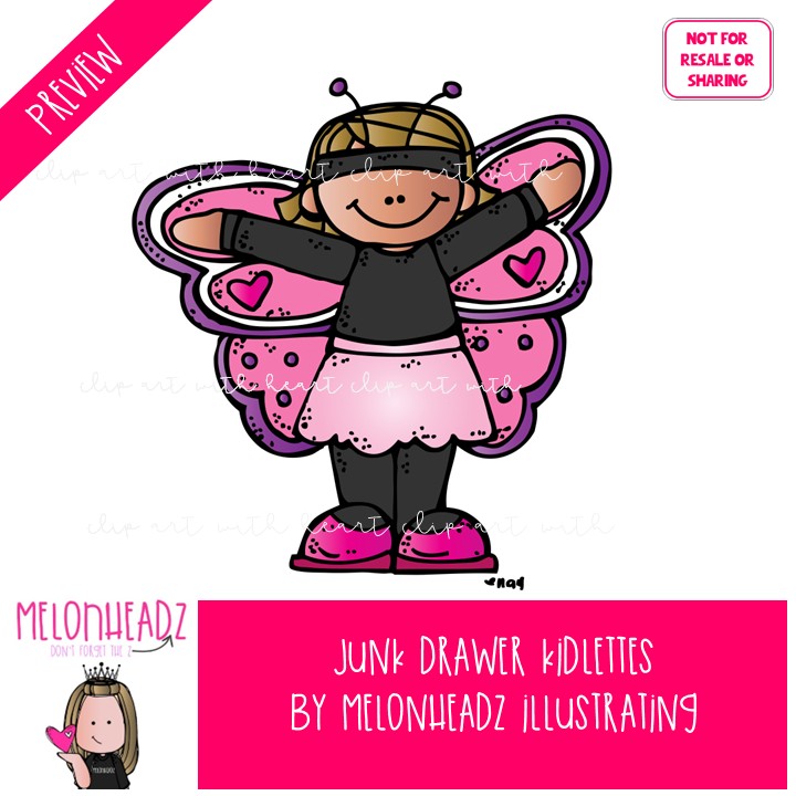 Junk Drawer clip art, Kidlettes, piano, costume COLORED Version - Image 2