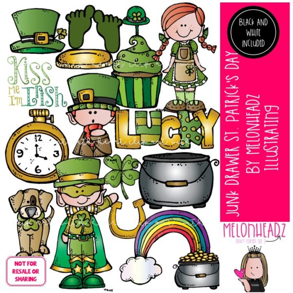 Junk Drawer clip art, St Patricks Day clip art COMBO PACK