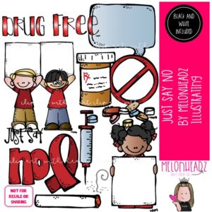 Just say no clip art, Drug awareness, red ribbon COMBO PACK