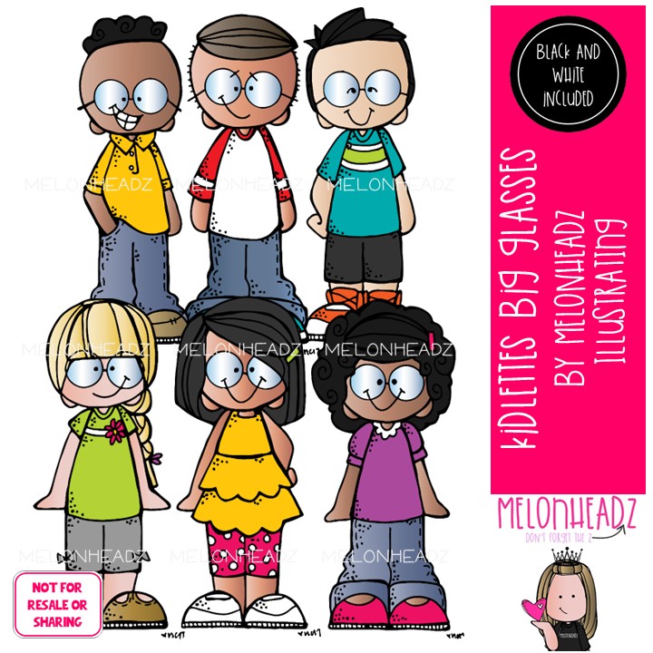 Kidlettes with big glasses clip art, kids with glasses clip art Mini