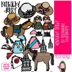 Kentucky Derby clip art, horse race, sport COLORED Version