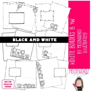 Kidlettes clip art Borders, background clip art, Label clip art BLACK AND WHITE