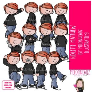 Kidlette clip art, Matthew clip art, different poses clip art COLORED Version