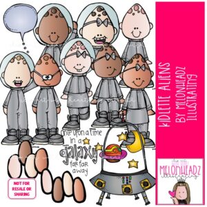 Kidlette Aliens clip art, Space clip art COLORED Version