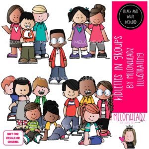 Kidlettes in Groups clip art, Group of Kids clip art Mini
