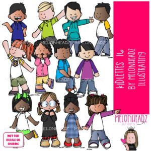 Kidlettes clip art 16, kids clip art COLORED Version