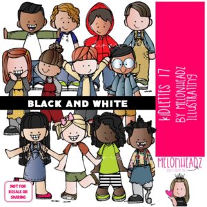 Kidlettes clip art 17, kids clip art BLACK AND WHITE