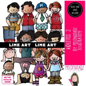 Kidlettes clip art 2, Kids clip art LINE ART and BLACK AND WHITE