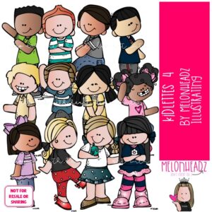 Kidlettes clip art 4, Kids clip art COLORED Version