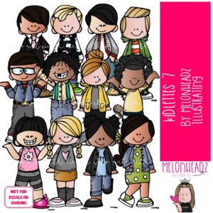 Kidlettes clip art 7, Kids clip art COLORED Version
