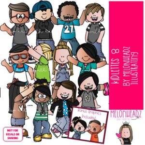 Kidlettes clip art 8, Kids clip art COLORED Version
