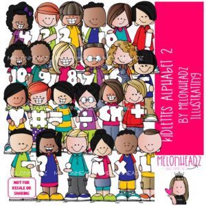 Kidlettes Alphabet 2 clip art, Letters clip art, Numbers clip art COLORED Version