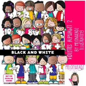 Kidlettes Alphabet 2 clip art, Letters clip art, Numbers clip art BLACK AND WHITE