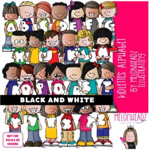 Kidlettes Alphabet clip art, Letters clip art BLACK AND WHITE