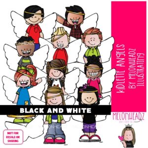 Kidlette clip art, Angels clip art BLACK AND WHITE
