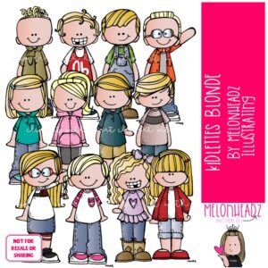 Kidlettes clip art, Blonde, kids COLORED Version