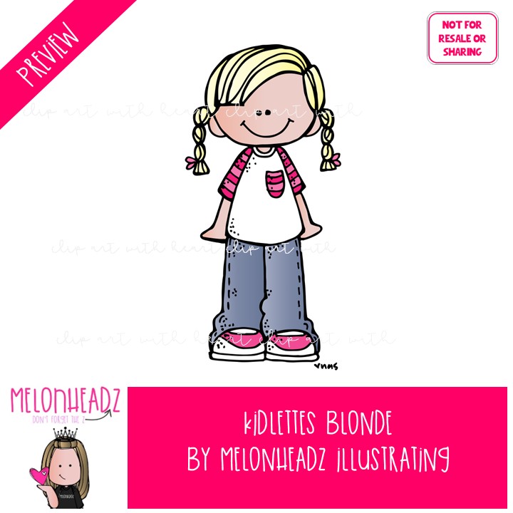 Kidlettes clip art, Blonde, kids COLORED Version - Image 2
