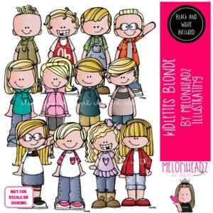 Kidlettes clip art, Blonde, kids COMBO PACK