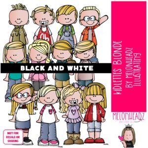 Kidlettes clip art, Blonde, Kids BLACK AND WHITE