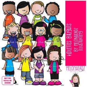 Kidlettes clip art, Brights, kids COLORED Version