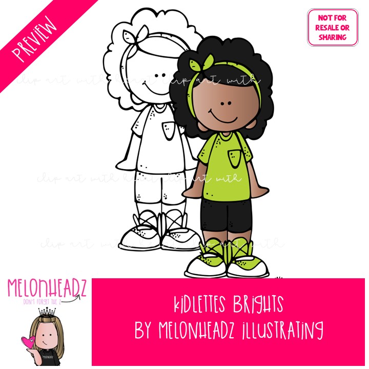 Kidlettes clip art, Brights, Kids COMBO PACK - Image 2