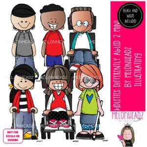 Kidlettes clip art, Differently Abled 2, wheelchair Mini