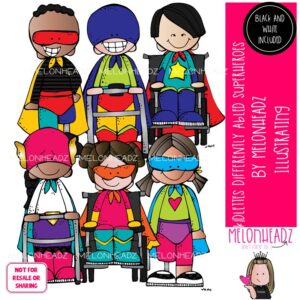 Kidlettes clip art, Differently Abled, Superheroes Mini