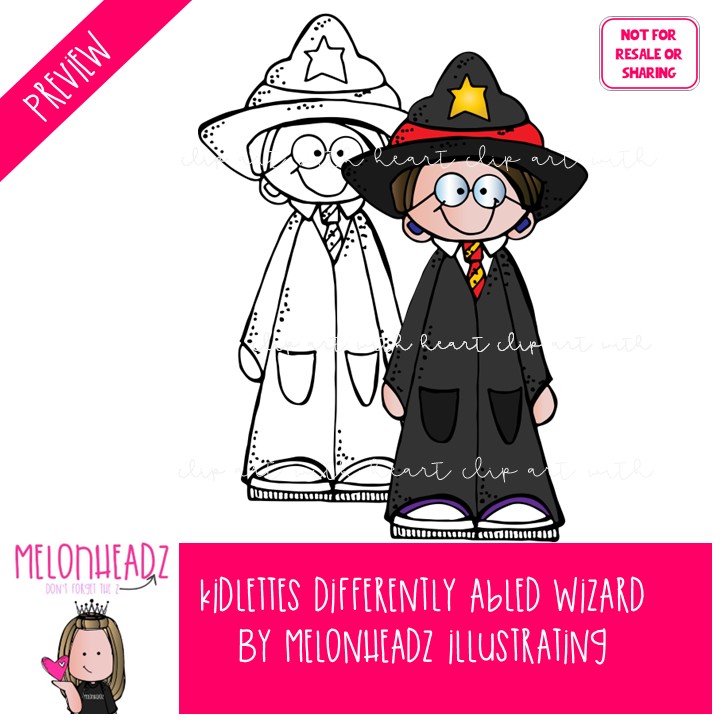 Kidlettes clip art, Differently Abled, Wizard Mini - Image 2