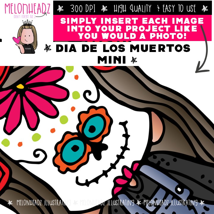 Kidlettes clip art, Dia de Los Muertos, Day of the Dead Mini - Image 3