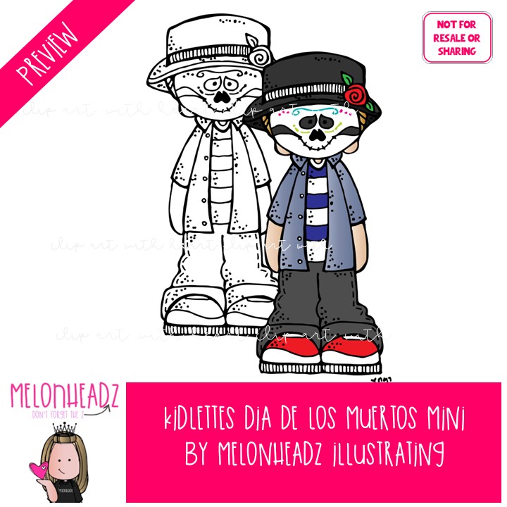 Kidlettes clip art, Dia de Los Muertos, Day of the Dead Mini - Image 2