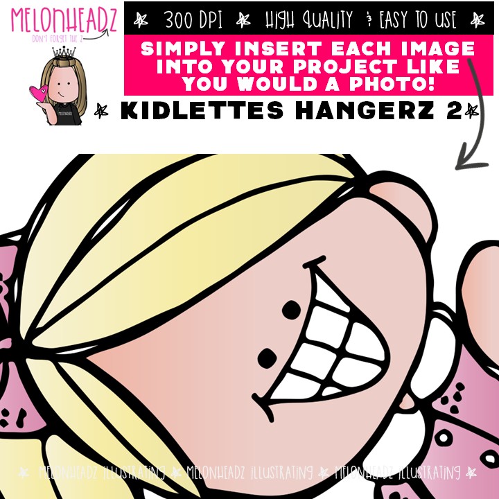 Kidlettes clip art, Hangerz 2, topper COLORED Version - Image 3