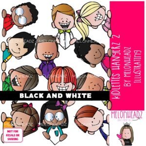 Kidlettes clip art, Hangerz 2, topper BLACK AND WHITE