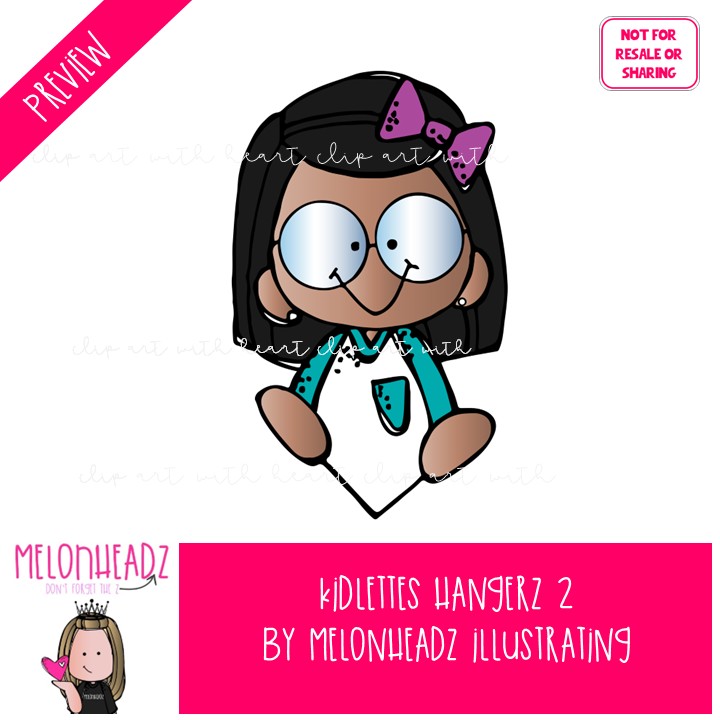 Kidlettes clip art, Hangerz 2, topper COLORED Version - Image 2