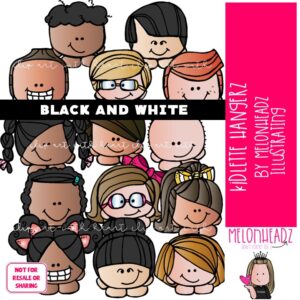 Kidlettes Hangerz clip art, Topper BLACK AND WHITE
