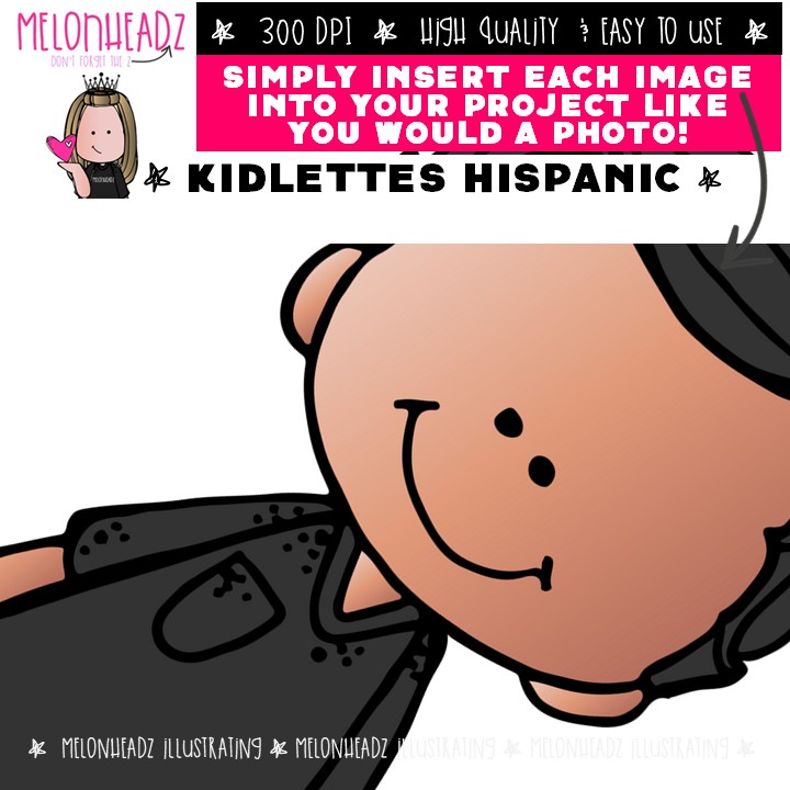 Kidlettes clip art, Hispanic COLORED Version - Image 3